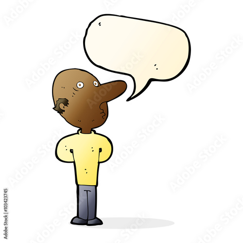 cartoon balding man with speech bubble