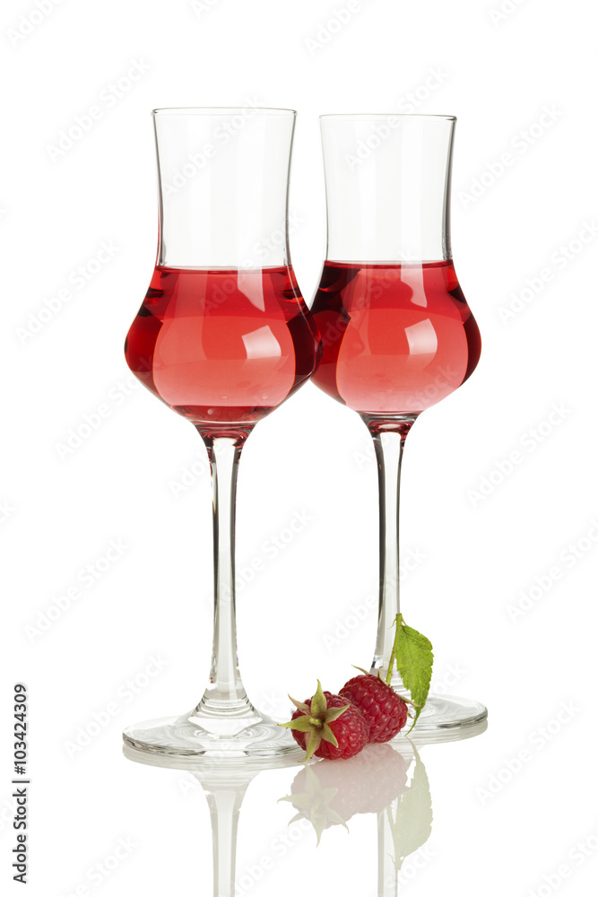 Raspberry Liqueur Isolated on white background Raspberry Liqueur Isolated on white background