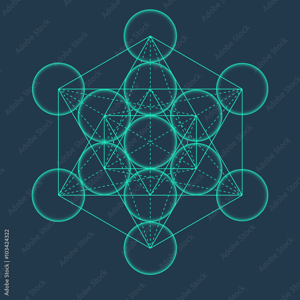 Vetor de Metatron's Cube. Flower of life. Vector Geometric Symbol