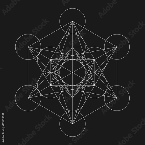 Metatron's Cube. Flower of life. Vector Geometric Symbol isolated. Sacred Geometry