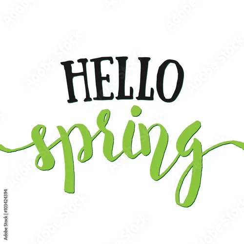Obraz Hello Spring - Ręcznie rysowane inspirujący cytat. Wiosna wektor na białym tle napis