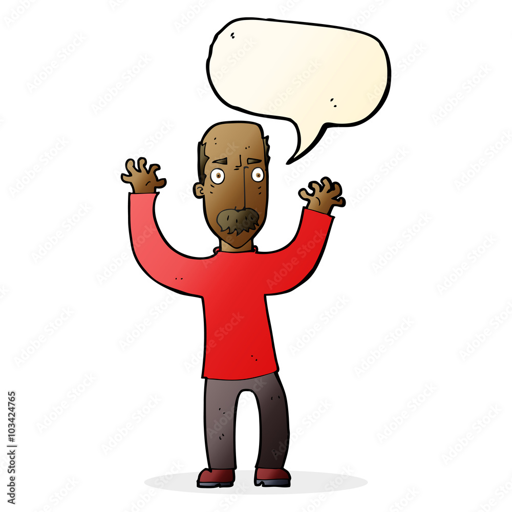 cartoon angry dad with speech bubble