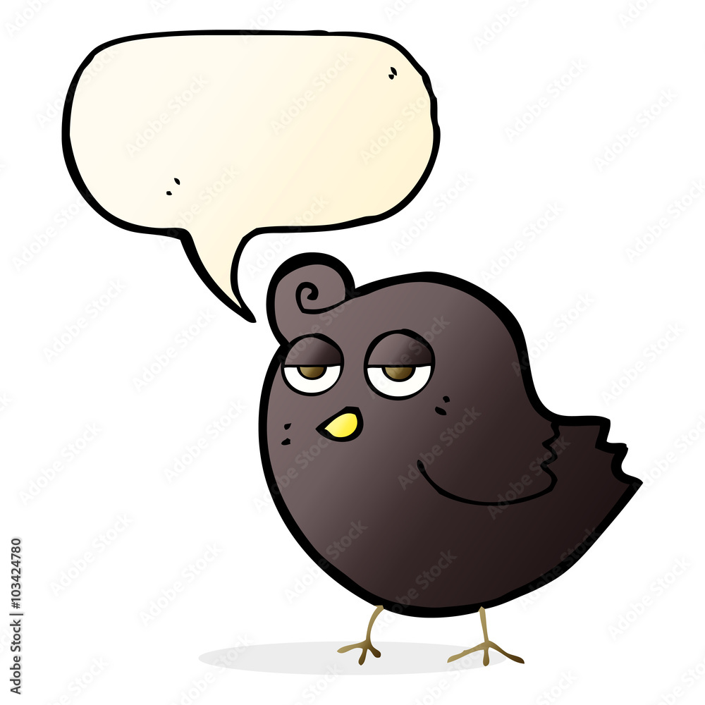 cartoon bird with speech bubble