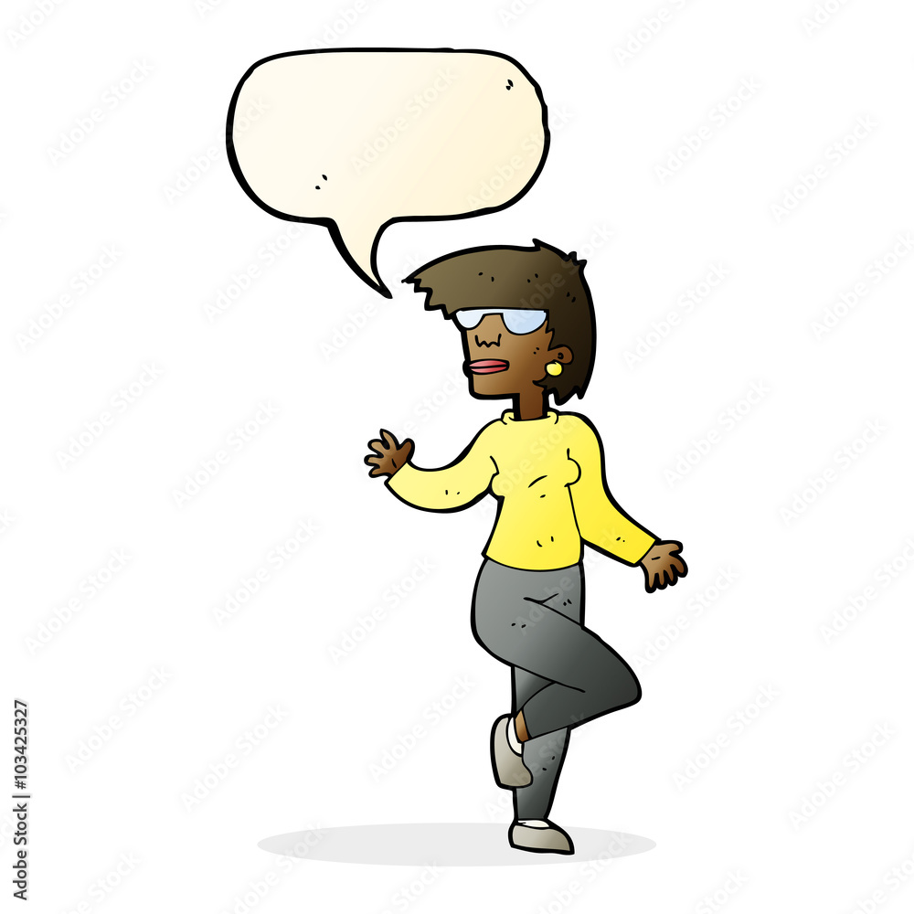 Fototapeta premium cartoon woman waving with speech bubble