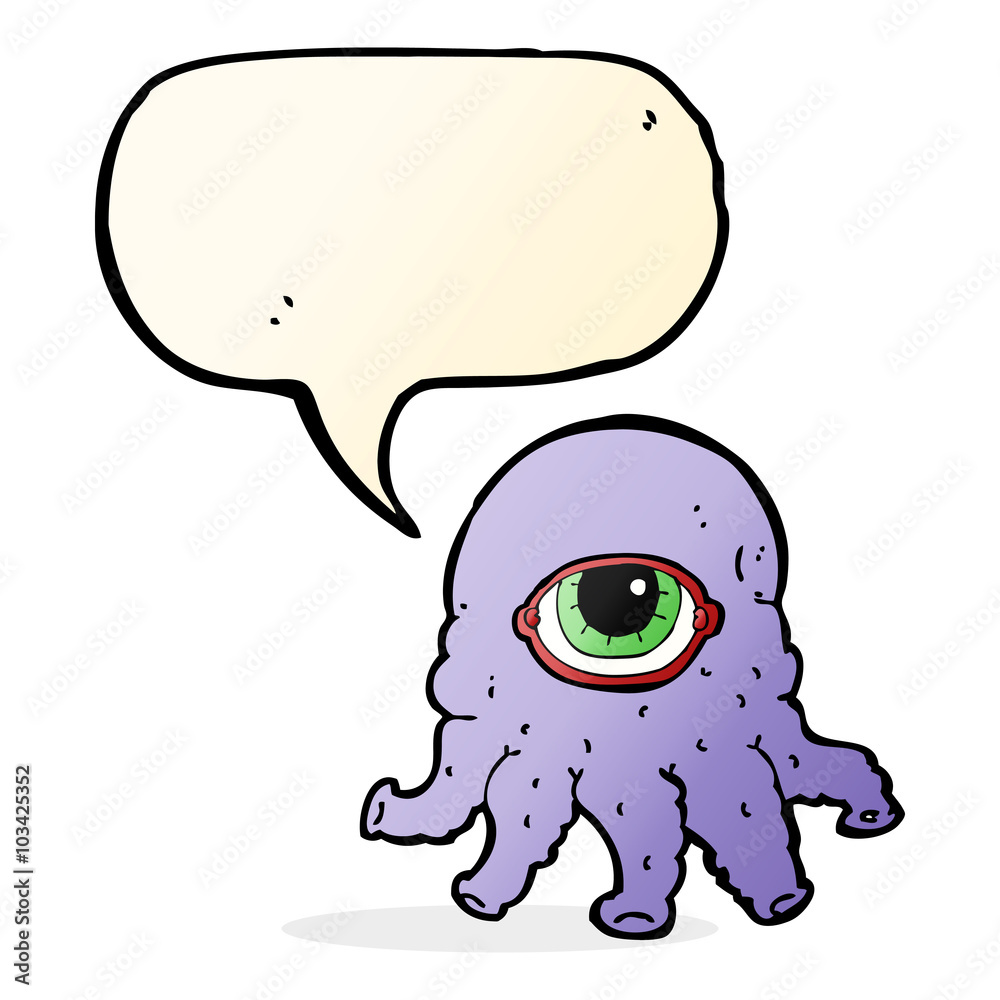 cartoon alien head with speech bubble
