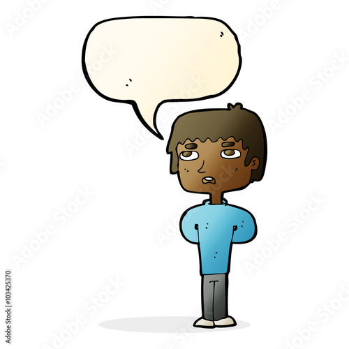 cartoon unhappy man with speech bubble