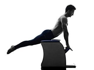 man pilates chair exercises fitness isolated