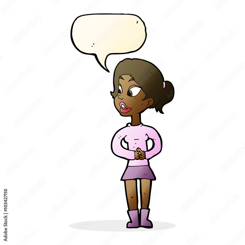 cartoon girl talking with speech bubble cartoon girl talking with speech bubble