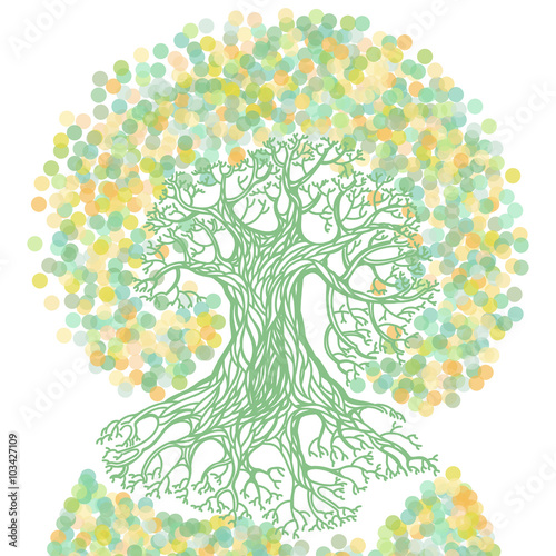 Tree with earth illustration in ecology concept theme.