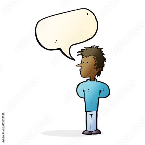 cartoon man ignoring with speech bubble