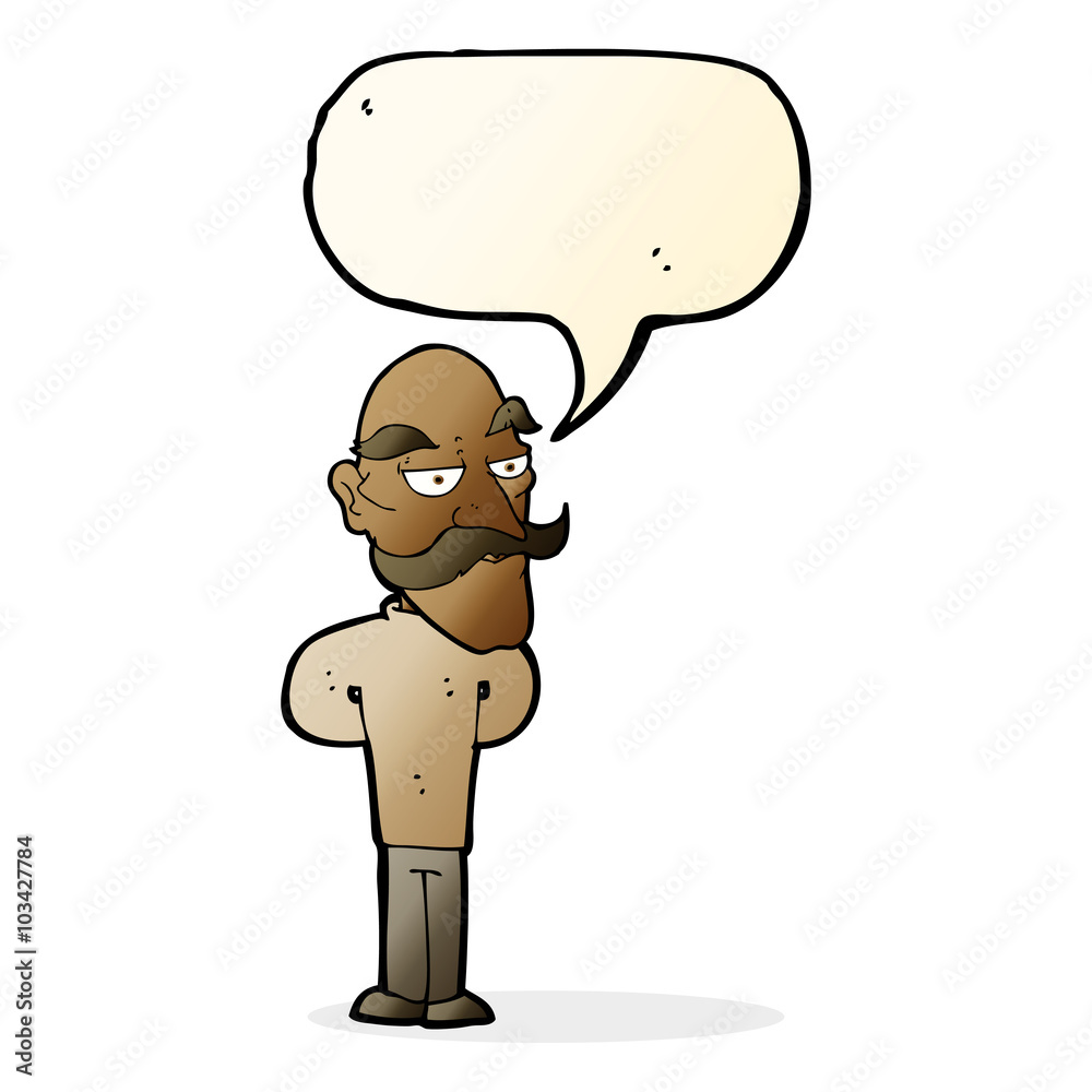 cartoon old man with mustache with speech bubble cartoon old man with mustache with speech bubble