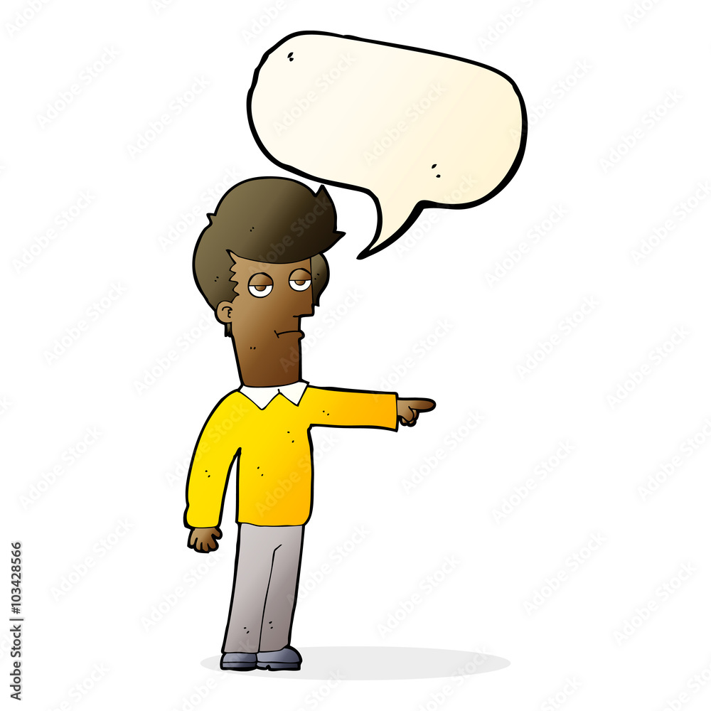 cartoon pointing man with speech bubble