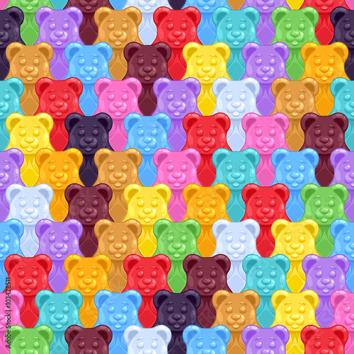 Seamless gummy bears candies background.