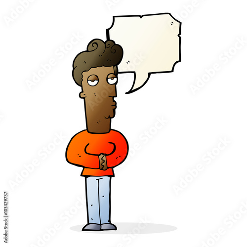 cartoon arrogant man with speech bubble