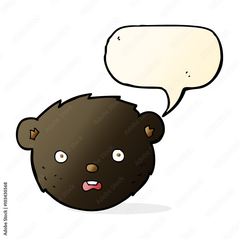 cartoon black bear face with speech bubble cartoon black bear face with speech bubble