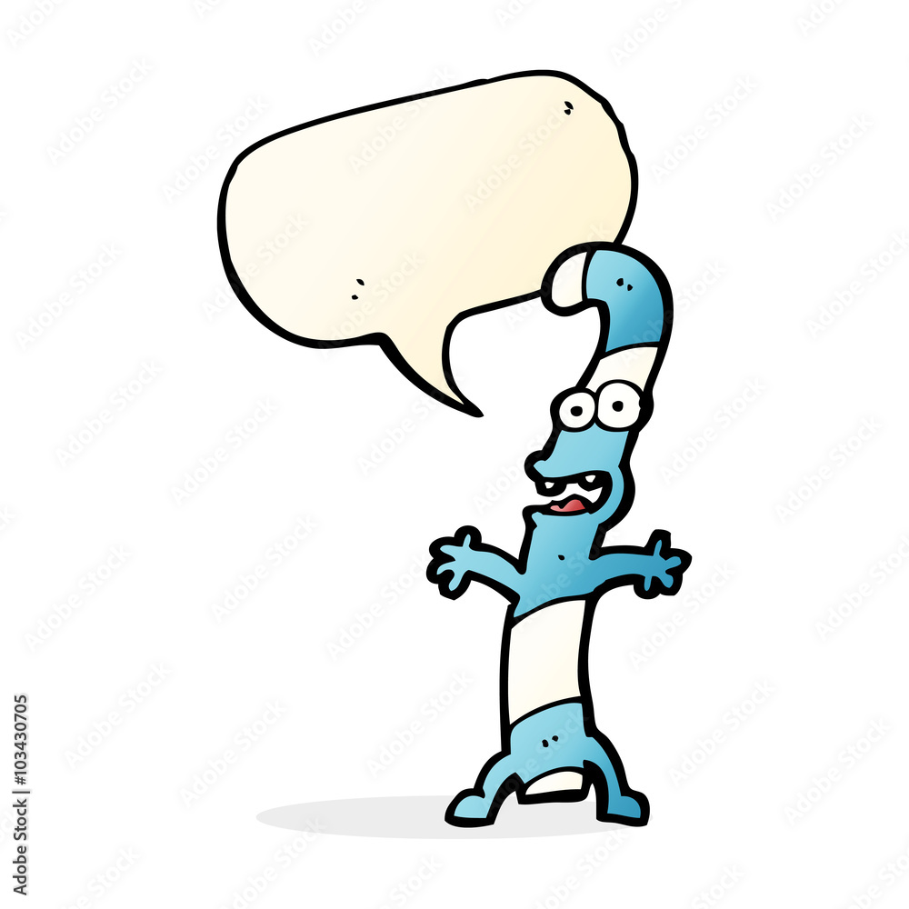 Fototapeta premium cartoon candy cane with speech bubble