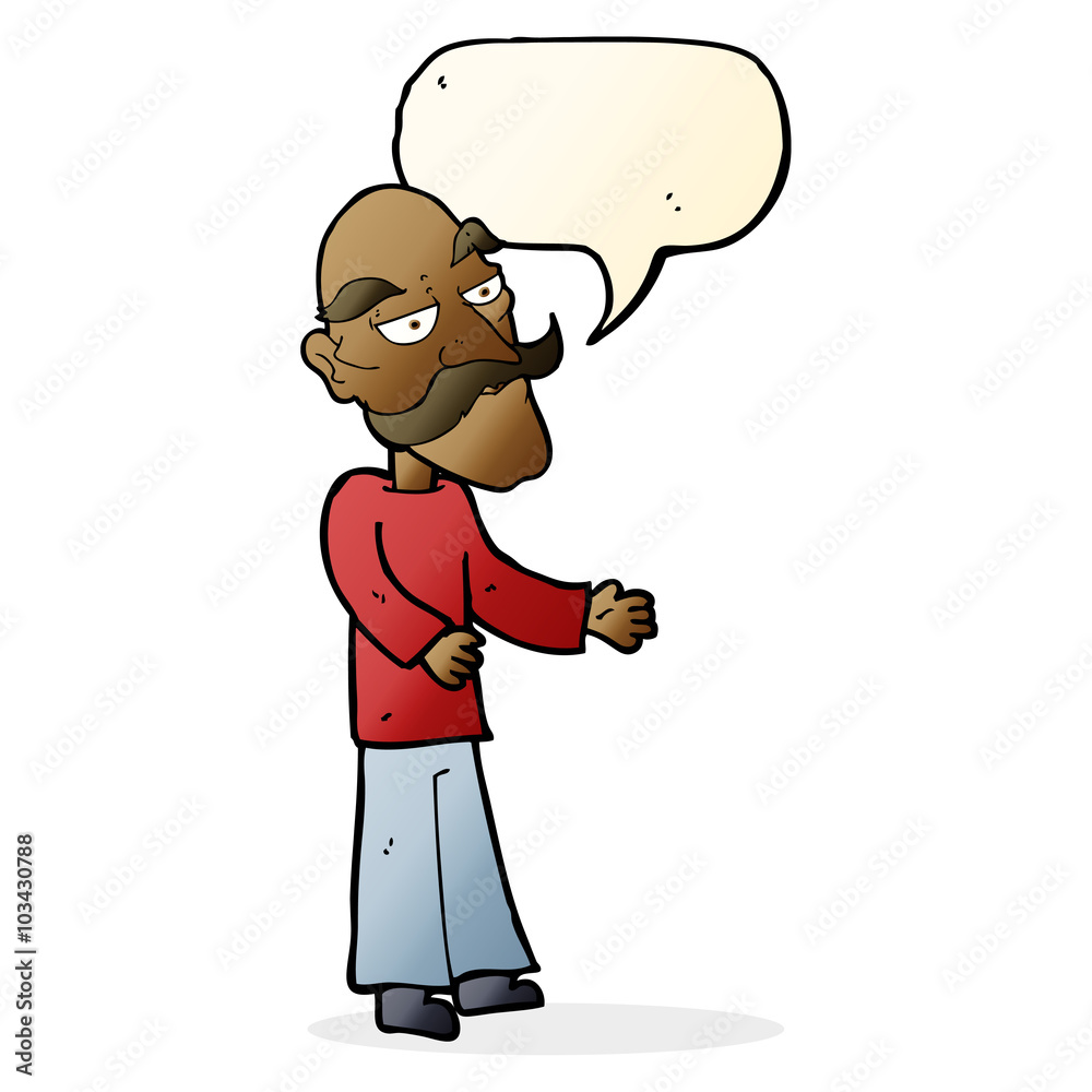 cartoon old man with mustache with speech bubble cartoon old man with mustache with speech bubble