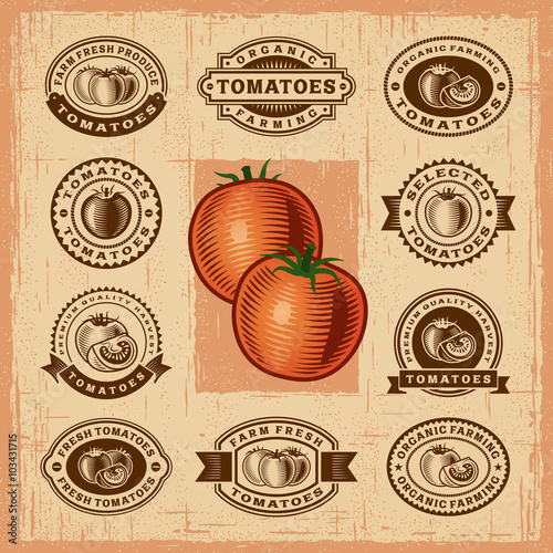 Vintage tomato stamps set
