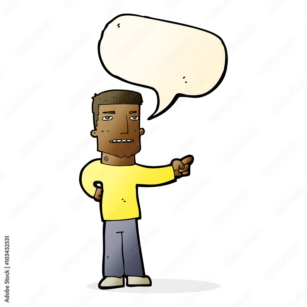 Fototapeta premium cartoon man pointing with speech bubble