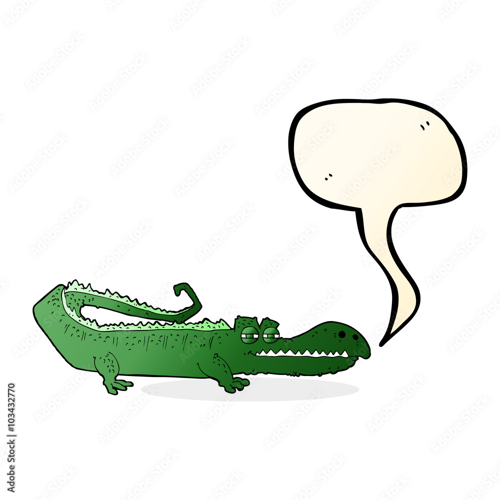Naklejka premium cartoon crocodile with speech bubble