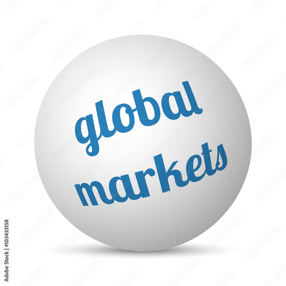 Global Markets text 3d sphere ball. Global Markets text 3d sphere ball.