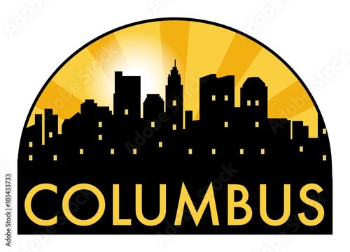 Abstract skyline Columbus, with various landmarks