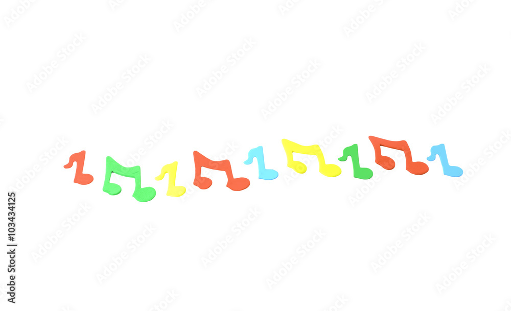 Multi color music note on white background