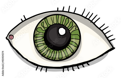 Hand drawn, eye, isolated on white