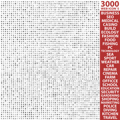 Business, company, SEO, medicine, casino, construction, renovation, ecology, food, shopping, Fashion, 3000 black simple icons. Modern computer, technology, PC, sea, ocean, sports, weather icon.
