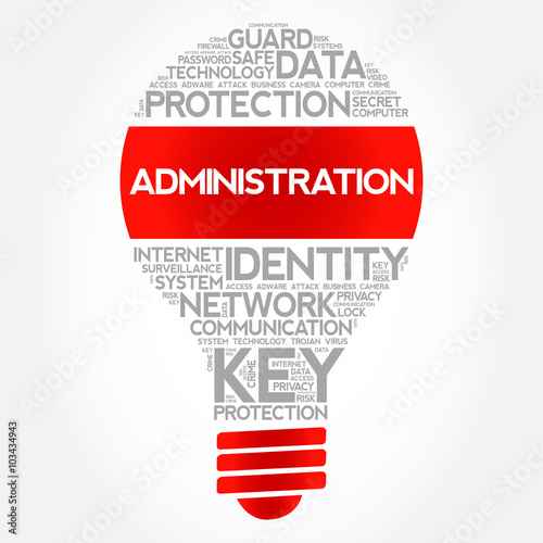 ADMINISTRATION bulb word cloud, business concept