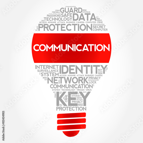 COMMUNICATION bulb word cloud, business concept