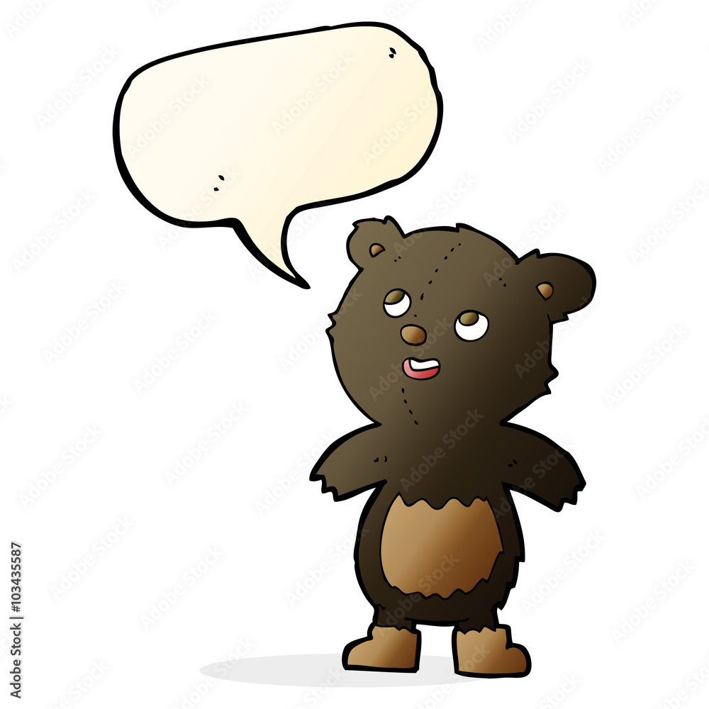 cartoon black bear with speech bubble cartoon black bear with speech bubble
