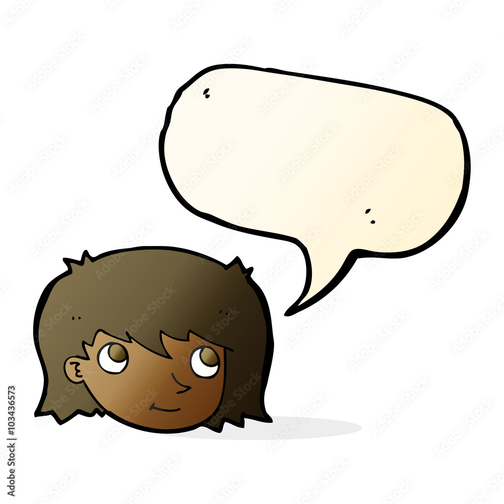 cartoon female face with speech bubble cartoon female face with speech bubble