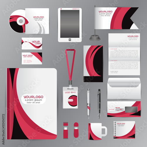White identity template with pink origami elementsVector company