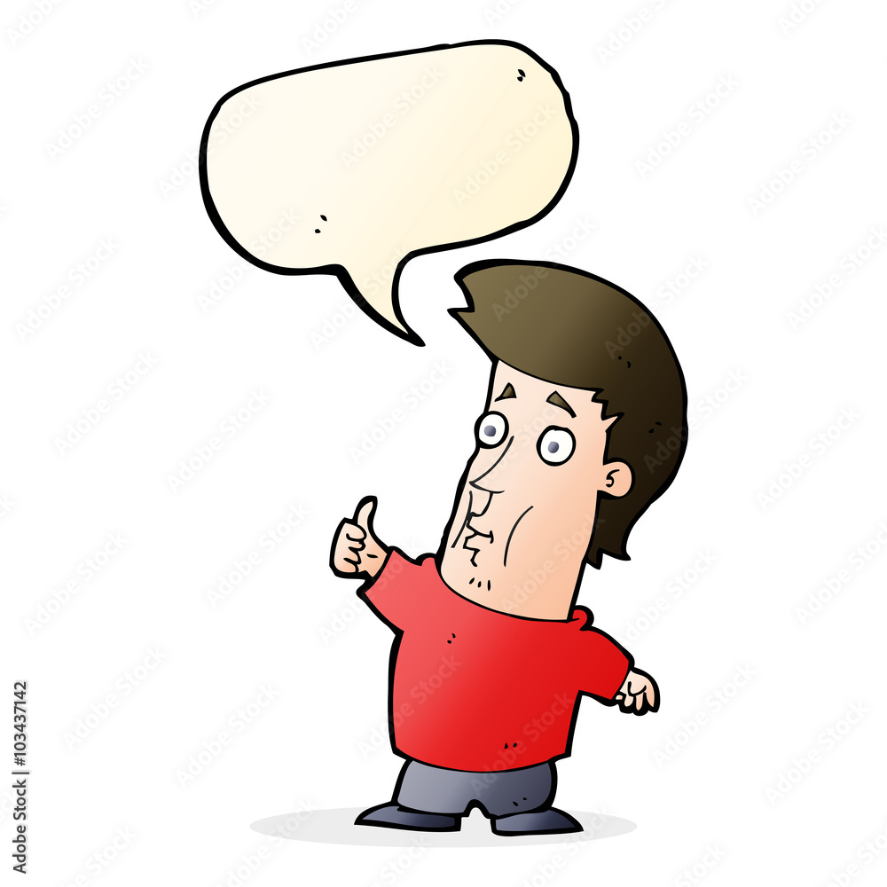 cartoon man giving thumbs up sign with speech bubble cartoon man giving thumbs up sign with speech bubble