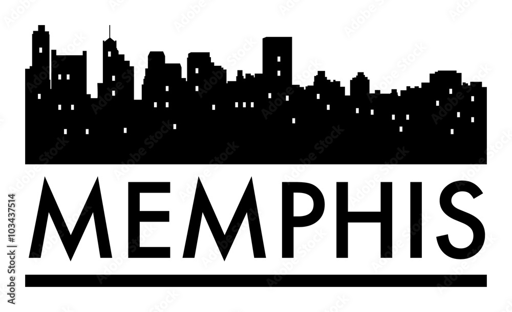 Abstract skyline Memphis, with various landmarks