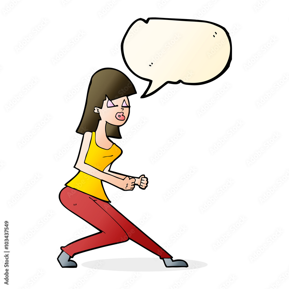 cartoon crazy dancing girl with speech bubble cartoon crazy dancing girl with speech bubble