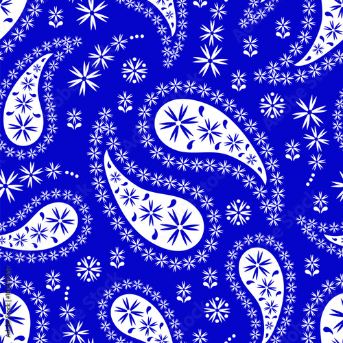 Paisley seamless pattern. Indian cucumber. Oriental decorative ornament