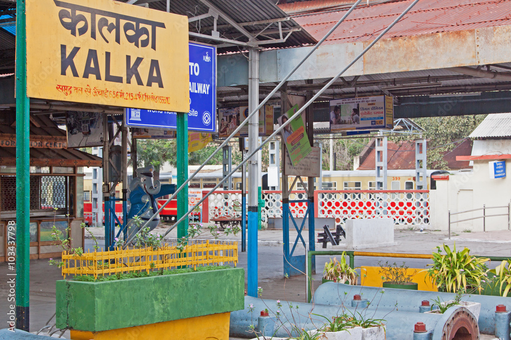 Kalka railway station linking Delhi in the south with Shimla in the Himalayan foothills - obrazy, fototapety, plakaty 