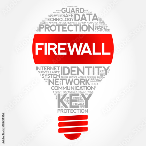 FIREWALL bulb word cloud, business concept