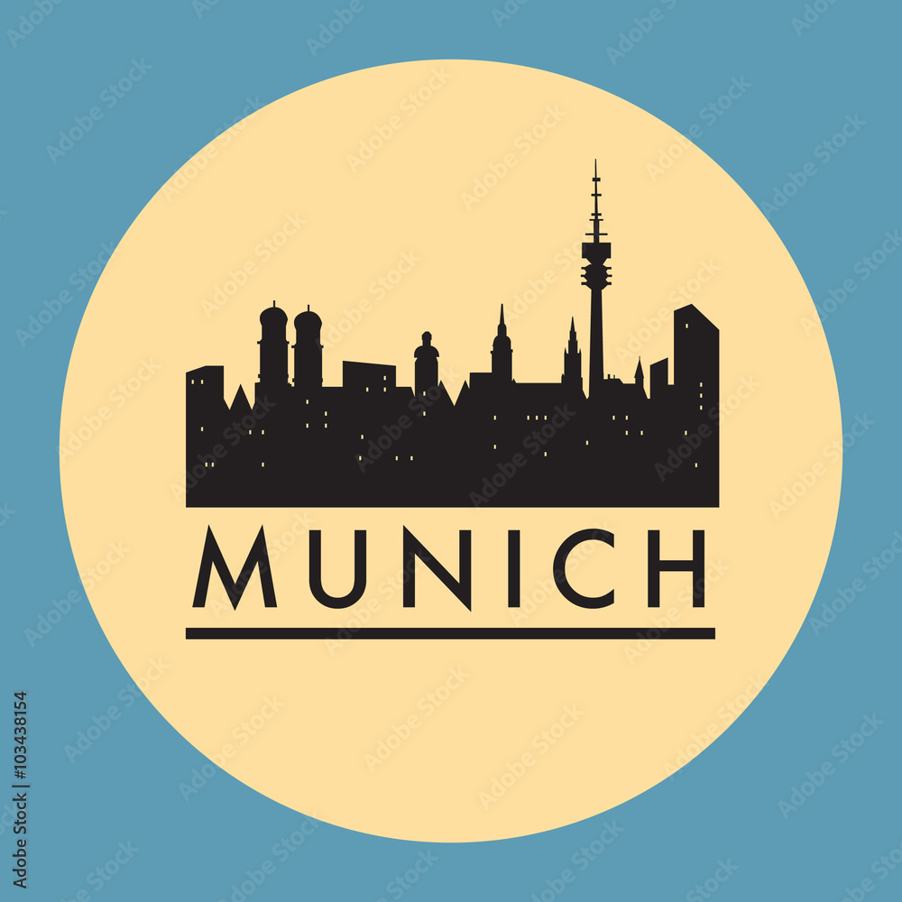 Abstract Munich skyline, with various landmarks