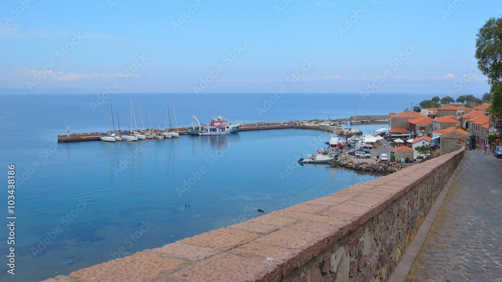 Approarching the little harbor at Molyvos