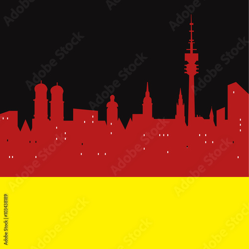 Abstract Munich skyline, with various landmarks