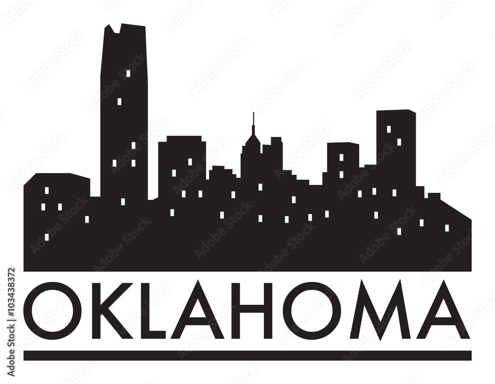 Abstract skyline Oklahoma, with various landmarks
