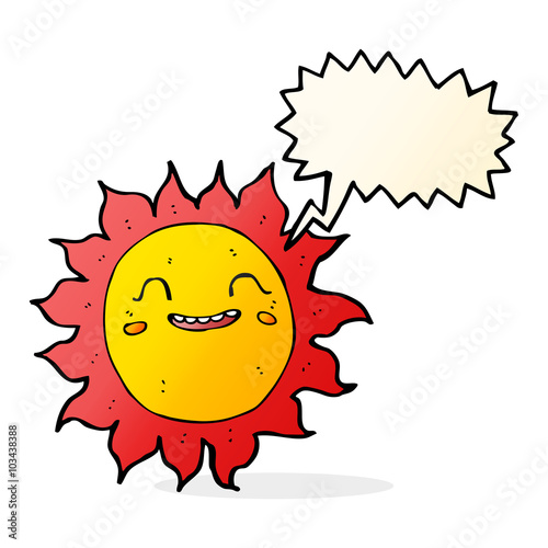 cartoon happy sun with speech bubble