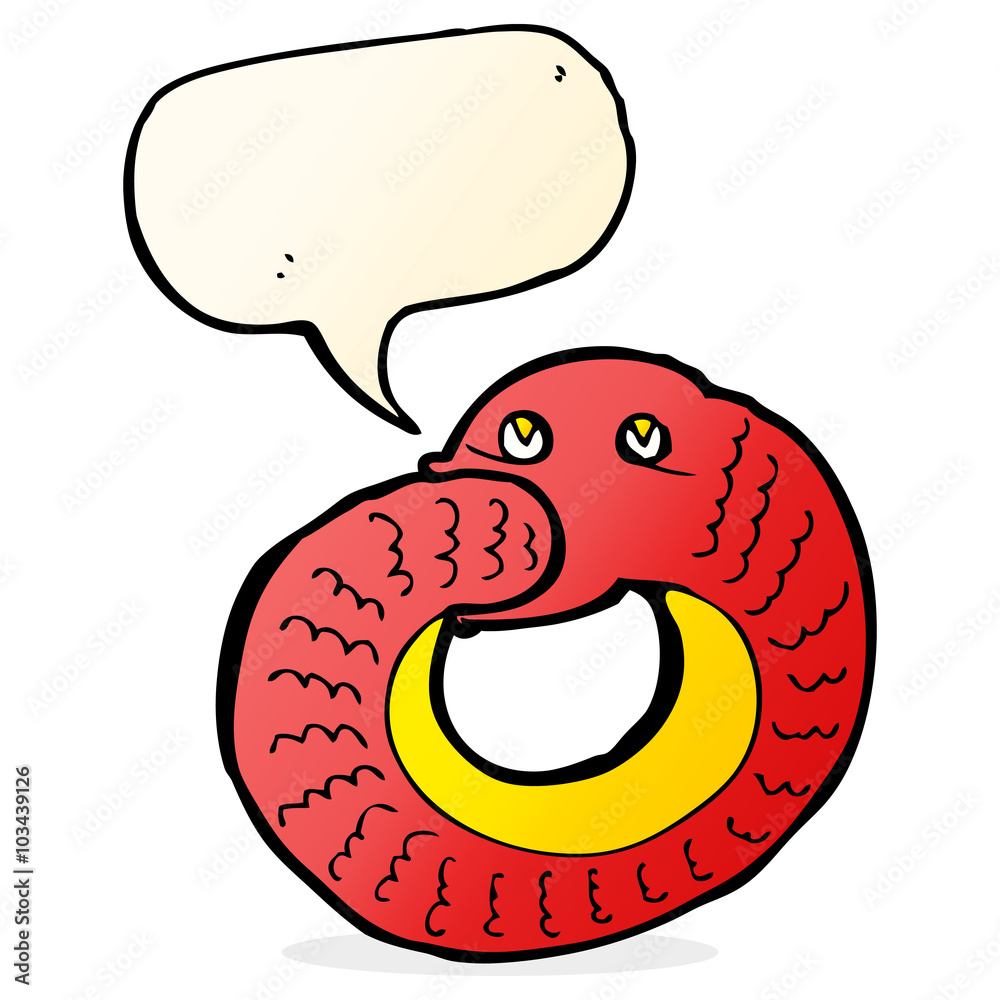 cartoon snake eating own tail with speech bubble cartoon snake eating own tail with speech bubble