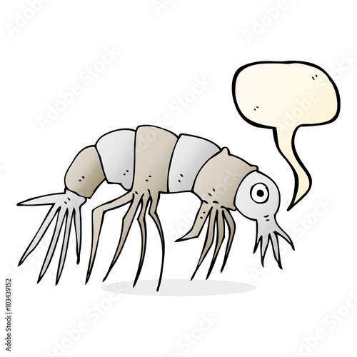 cartoon shrimp with speech bubble
