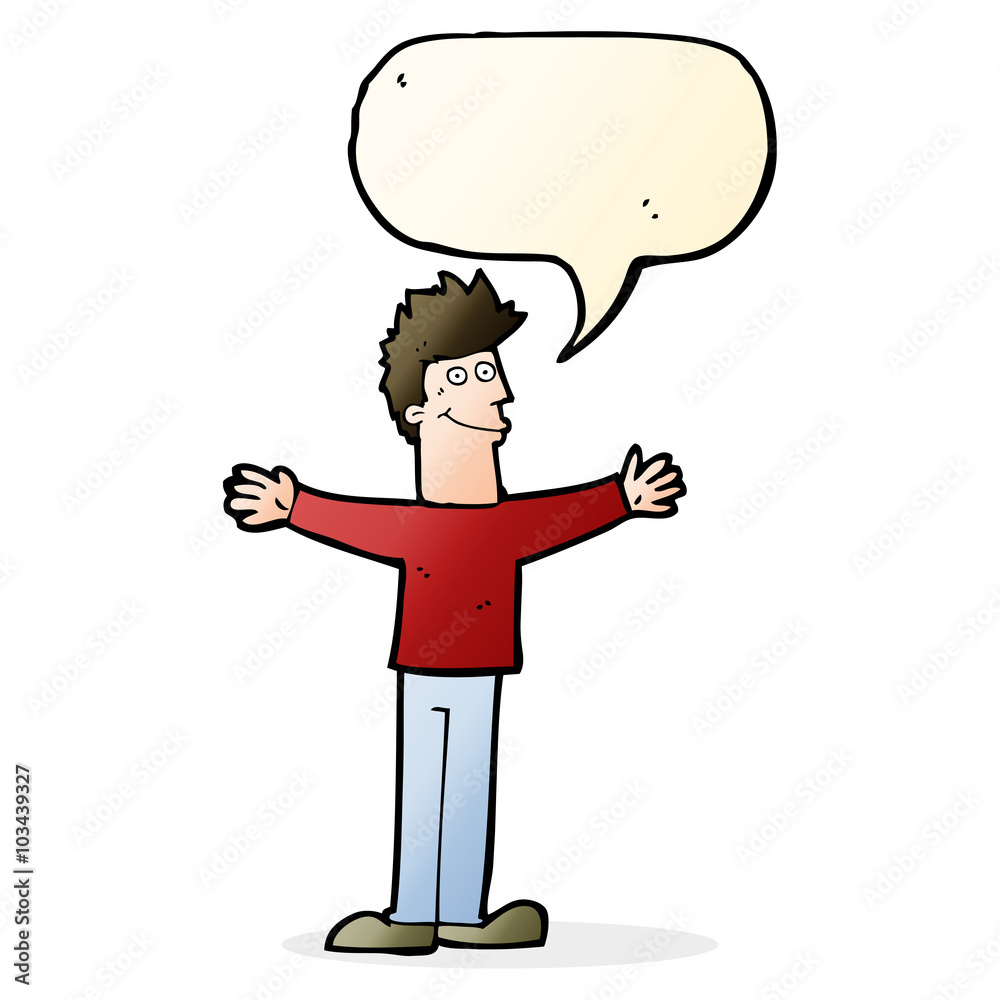 cartoon happy man with speech bubble cartoon happy man with speech bubble