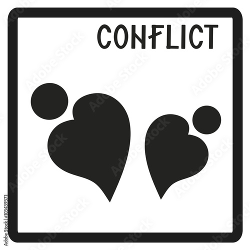 Family, icon , stylized image of a man in the form of heart. Psychology of family relations . The conflict , resentment