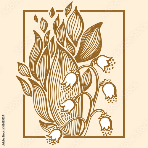 Fotografija Lilies of the valley flower with simple frame.
